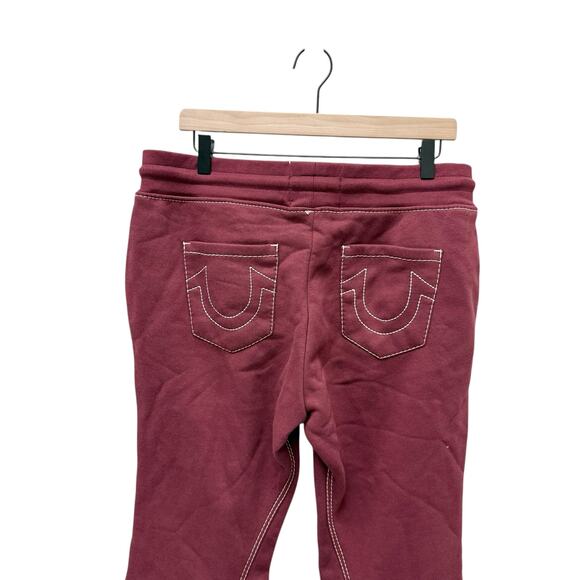 NWT True Religion Joey Mid Rise Big T Flare Sweat‎ Pants Red Women’s Size Medium - Picture 9 of 10